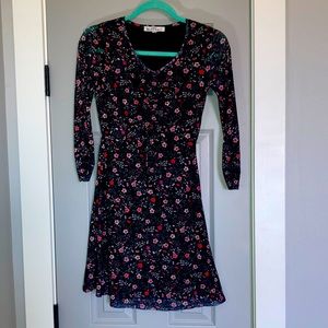 Wallflower Black Floral A-line Dress - Juniors XS